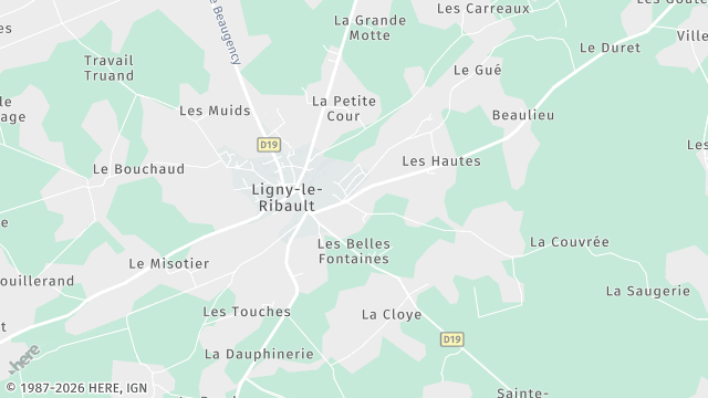 Carte de la zone d'intervention à Ligny-le-Ribault