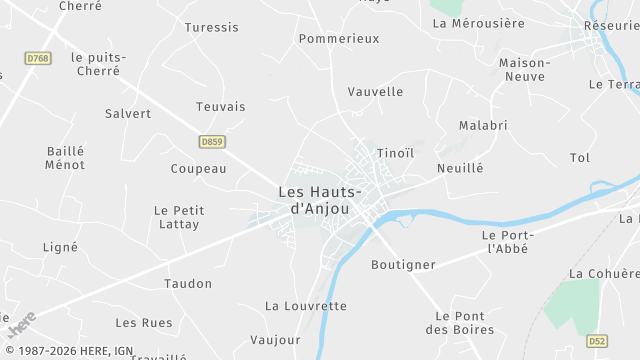 Carte de la zone d'intervention à Les Hauts-d'Anjou