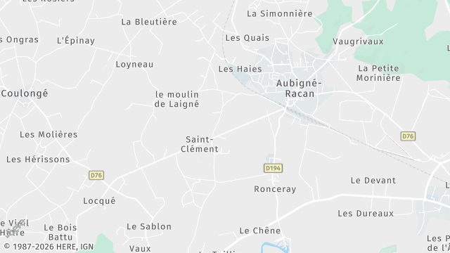 Carte de la zone d'intervention à Aubigné-Racan