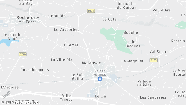 Carte de la zone d'intervention à Malansac