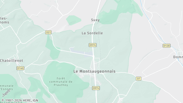 Carte de la zone d'intervention à Le Montsaugeonnais