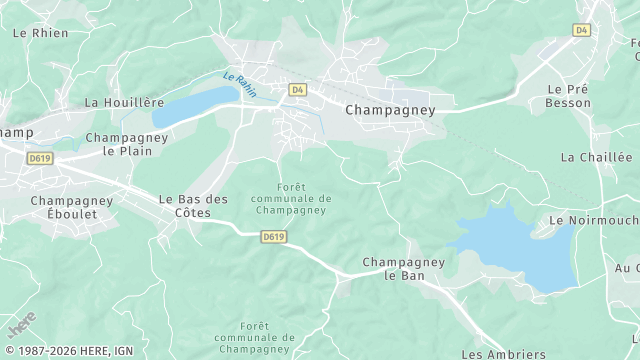Carte de la zone d'intervention à Champagney