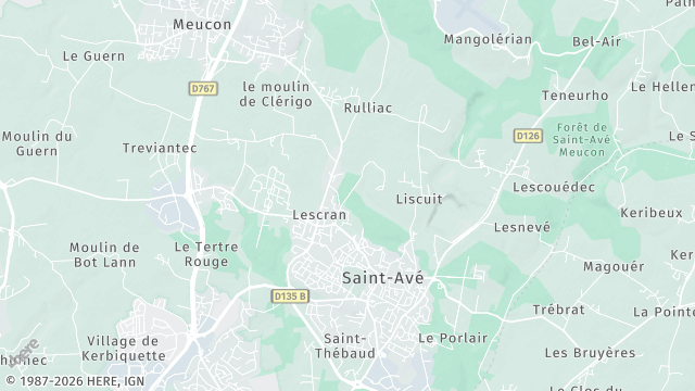 Carte de la zone d'intervention à Saint-Avé