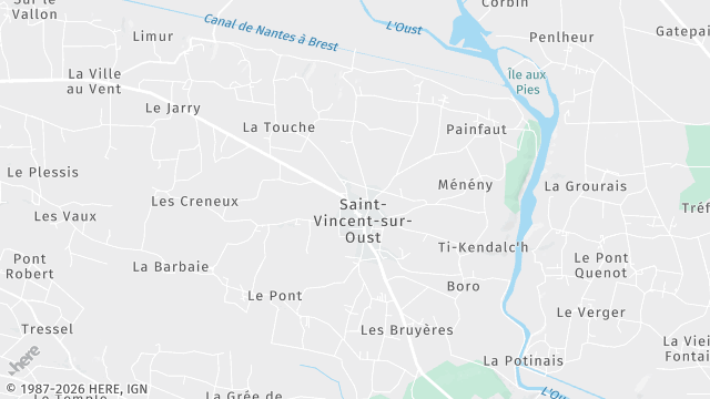 Carte de la zone d'intervention à Saint-Vincent-sur-Oust