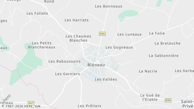 Carte de la zone d'intervention à Bléneau