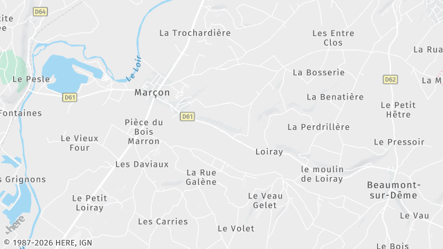 Carte de la zone d'intervention à Marçon