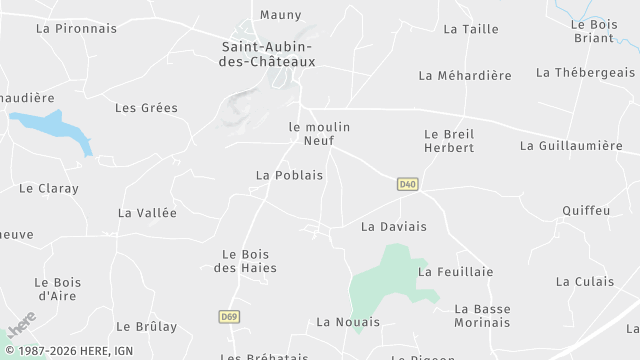 Carte de la zone d'intervention à Saint-Aubin-des-Châteaux