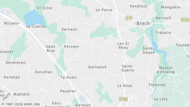 Carte de la zone d'intervention à Brech