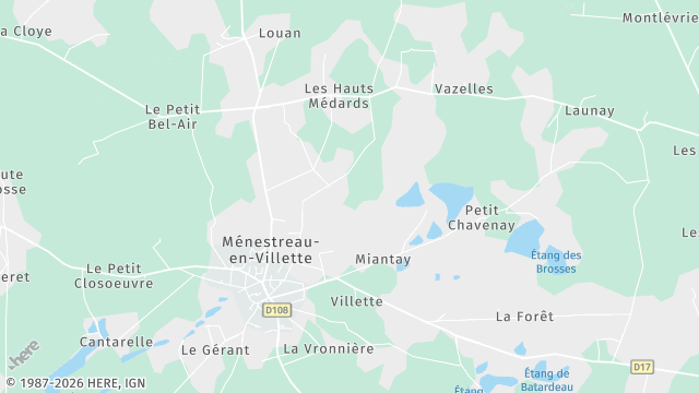 Carte de la zone d'intervention à Ménestreau-en-Villette