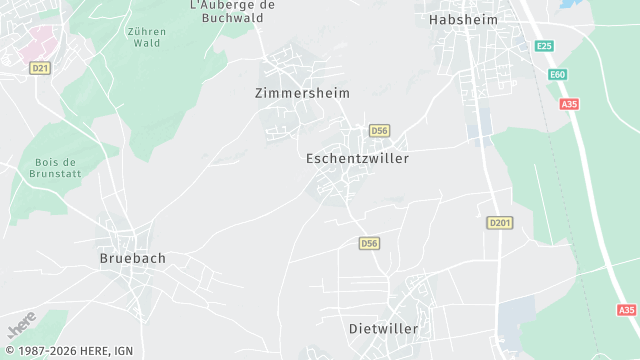 Carte de la zone d'intervention à Eschentzwiller