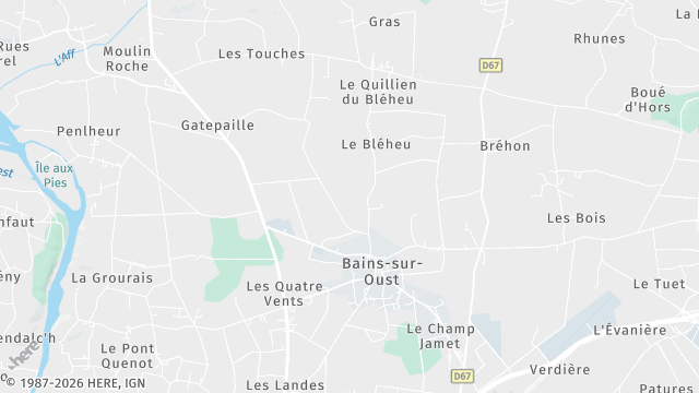Carte de la zone d'intervention à Bains-sur-Oust