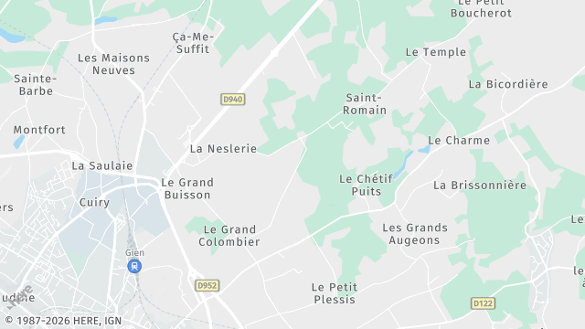 Carte de la zone d'intervention à Gien