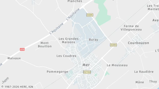 Carte de la zone d'intervention à Mer