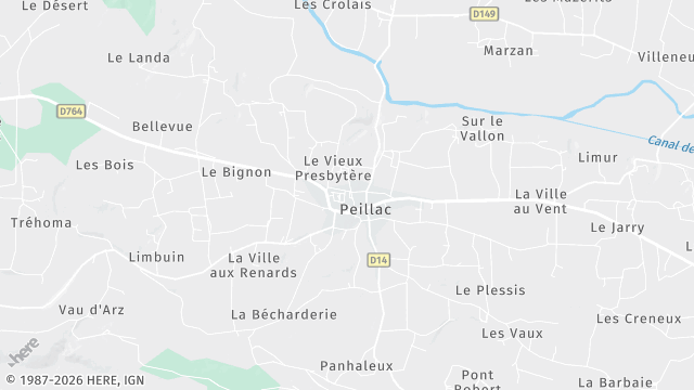 Carte de la zone d'intervention à Peillac
