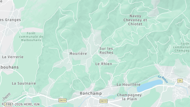 Carte de la zone d'intervention à Ronchamp