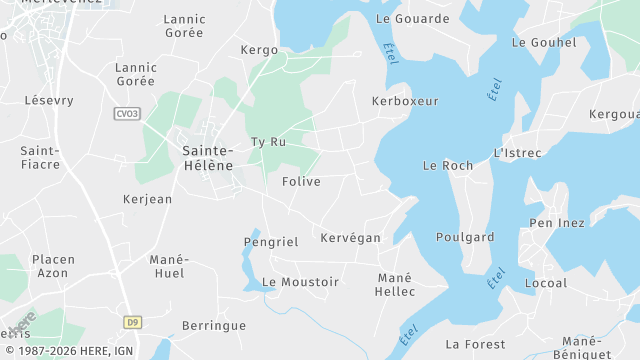 Carte de la zone d'intervention à Sainte-Hélène