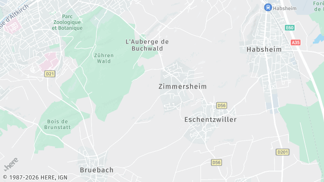 Carte de la zone d'intervention à Zimmersheim