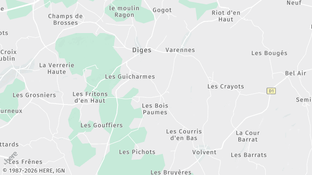 Carte de la zone d'intervention à Diges