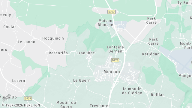 Carte de la zone d'intervention à Meucon