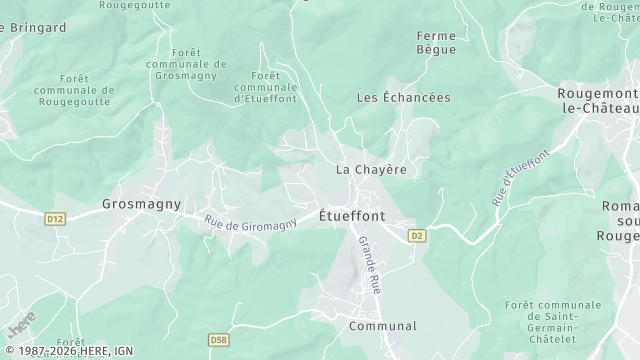 Carte de la zone d'intervention à Étueffont