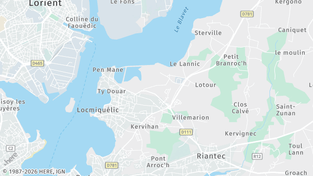 Carte de la zone d'intervention à Locmiquélic