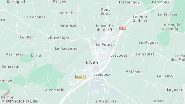 Carte de la zone d'intervention à Elven
