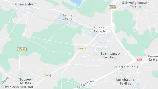 Carte de la zone d'intervention à Burnhaupt-le-Haut
