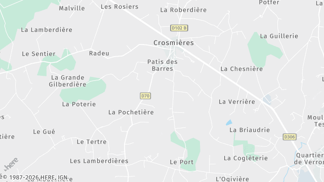 Carte de la zone d'intervention à Crosmières