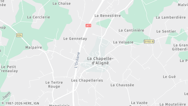 Carte de la zone d'intervention à La Chapelle-d'Aligné