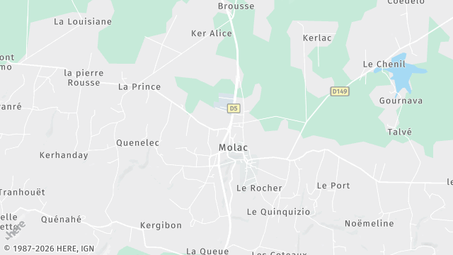 Carte de la zone d'intervention à Molac