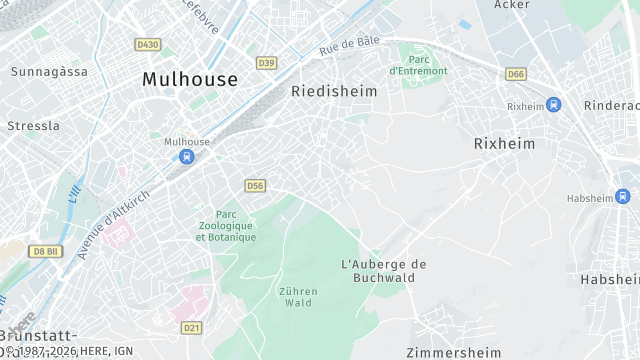 Carte de la zone d'intervention à Riedisheim