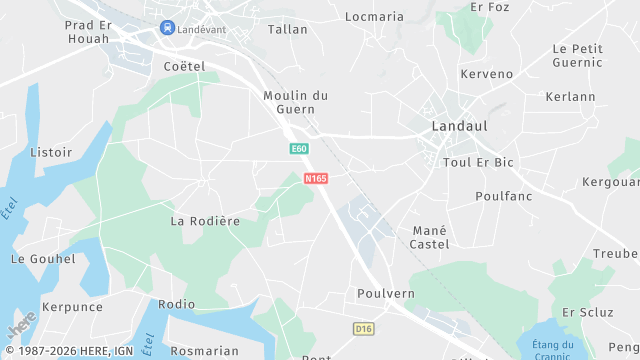 Carte de la zone d'intervention à Landaul