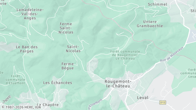 Carte de la zone d'intervention à Rougemont-le-Château
