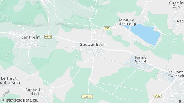 Carte de la zone d'intervention à Guewenheim
