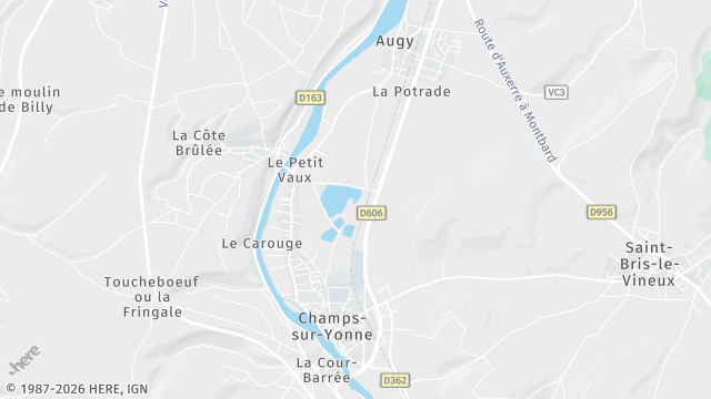 Carte de la zone d'intervention à Champs-sur-Yonne