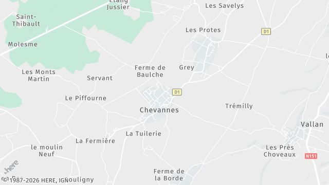 Carte de la zone d'intervention à Chevannes