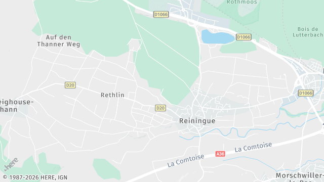 Carte de la zone d'intervention à Reiningue