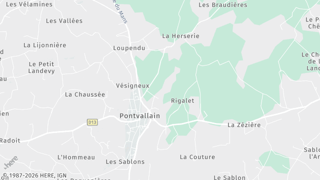 Carte de la zone d'intervention à Pontvallain