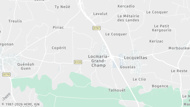 Carte de la zone d'intervention à Locmaria-Grand-Champ