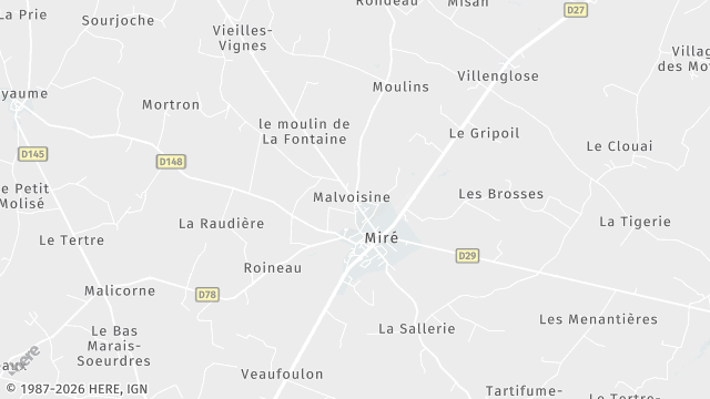 Carte de la zone d'intervention à Miré