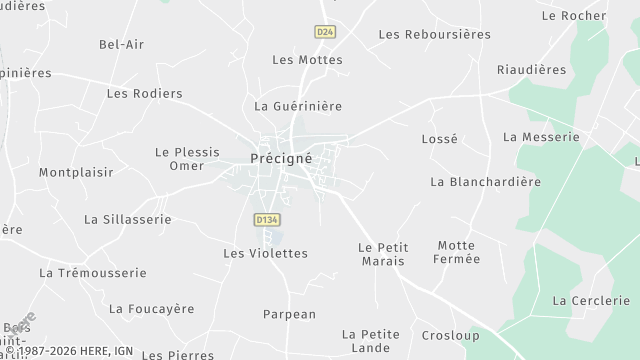 Carte de la zone d'intervention à Précigné