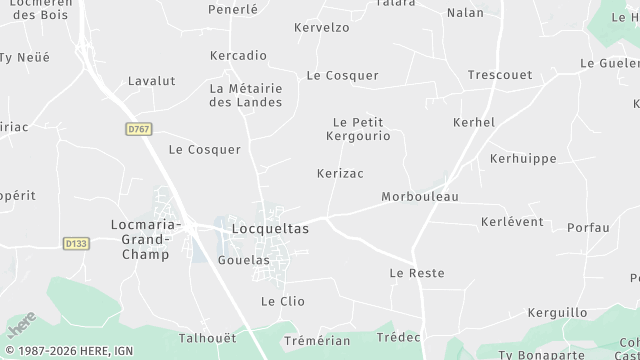 Carte de la zone d'intervention à Locqueltas