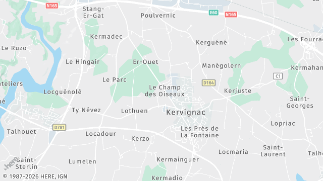 Carte de la zone d'intervention à Kervignac
