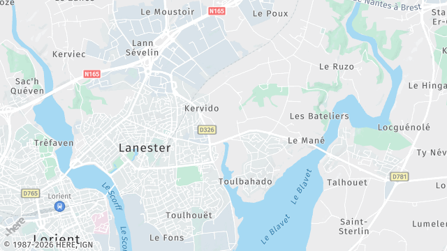Carte de la zone d'intervention à Lanester