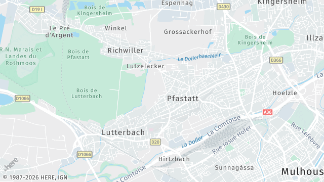 Carte de la zone d'intervention à Pfastatt