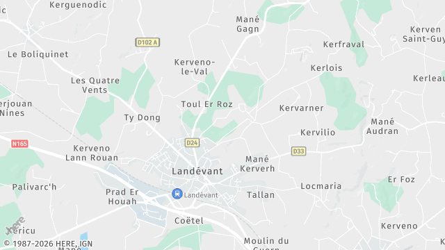 Carte de la zone d'intervention à Landévant