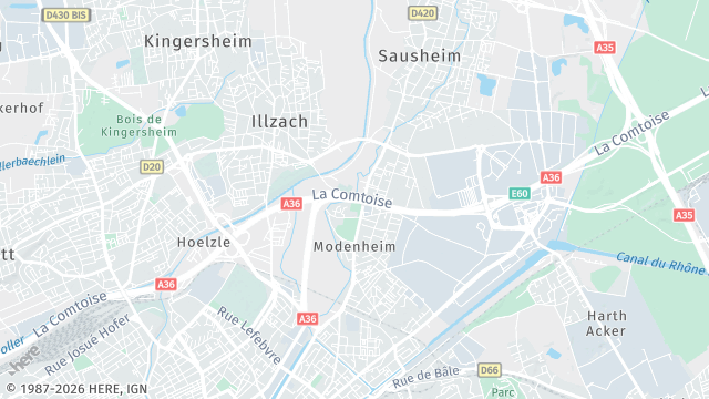 Carte de la zone d'intervention à Illzach