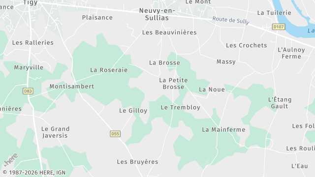 Carte de la zone d'intervention à Neuvy-en-Sullias
