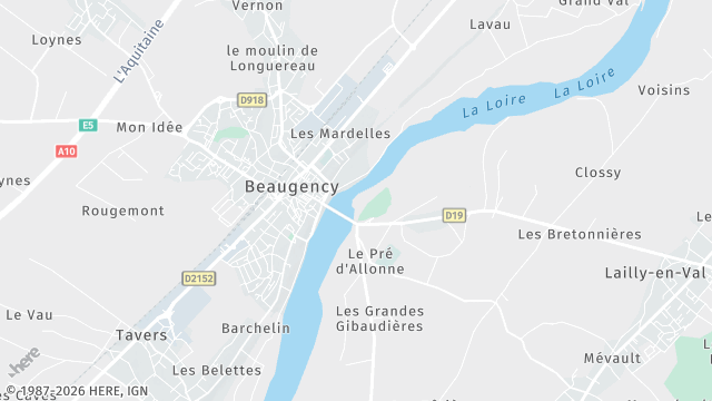Carte de la zone d'intervention à Beaugency