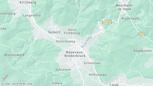 Carte de la zone d'intervention à Masevaux-Niederbruck